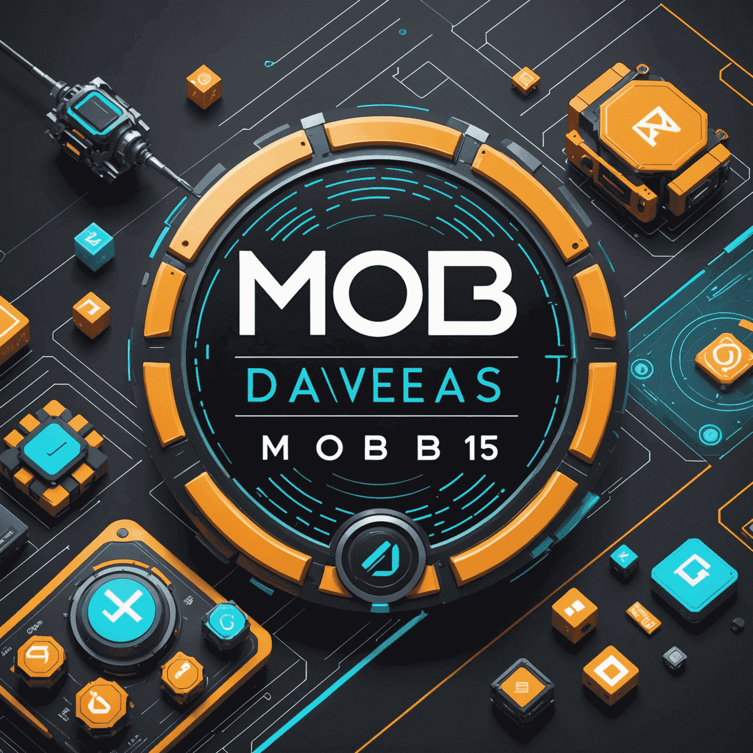 Davegas-Mob logosunun yanında AI destekli oyun tasarım araçları gösteren bir görsel