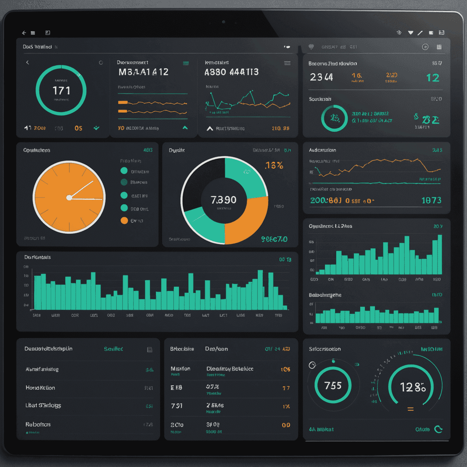 Yapay zeka grafiklerini ve oyuncu istatistiklerini gösteren bir dashboard görüntüsü